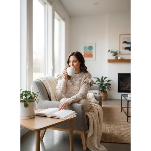 Old Navy Sweater Set To Taupe Wool Blend Pointelle Pullover Size Small - Picture 1 of 8